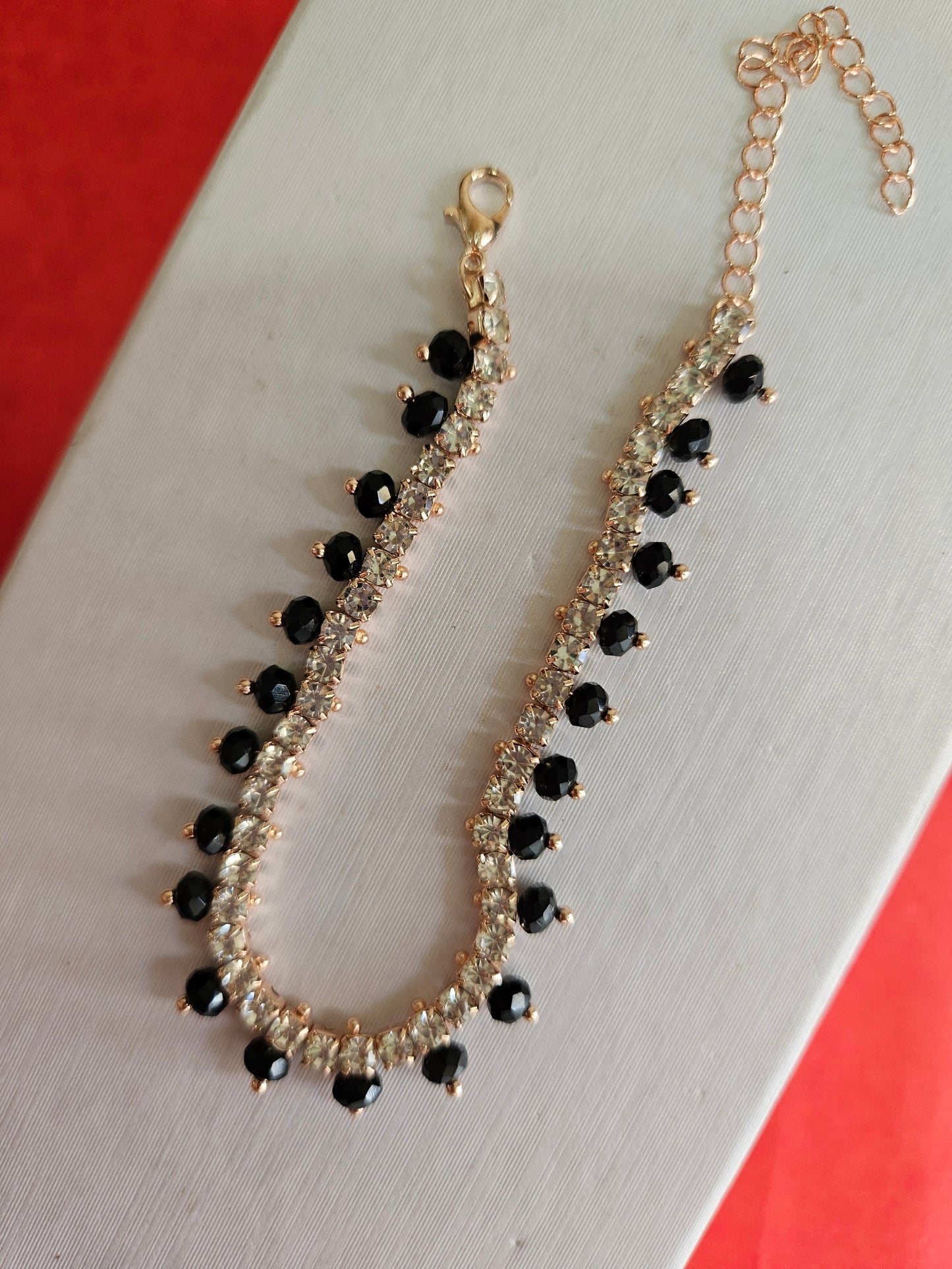 Black beads stone bracelet