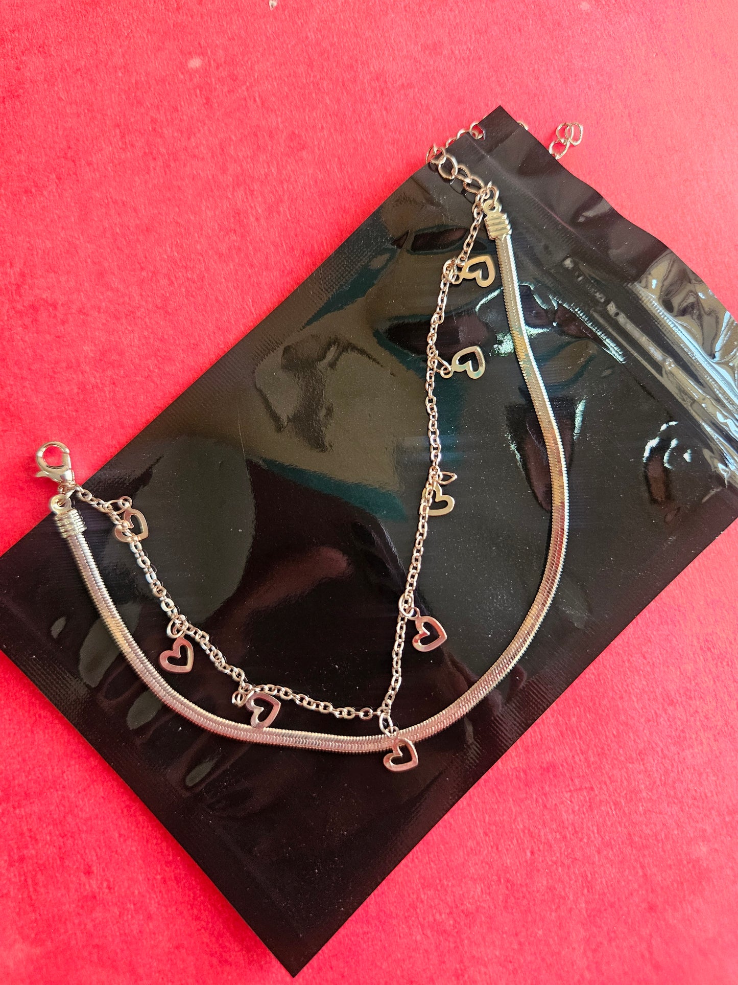 Heart double chain bracelet