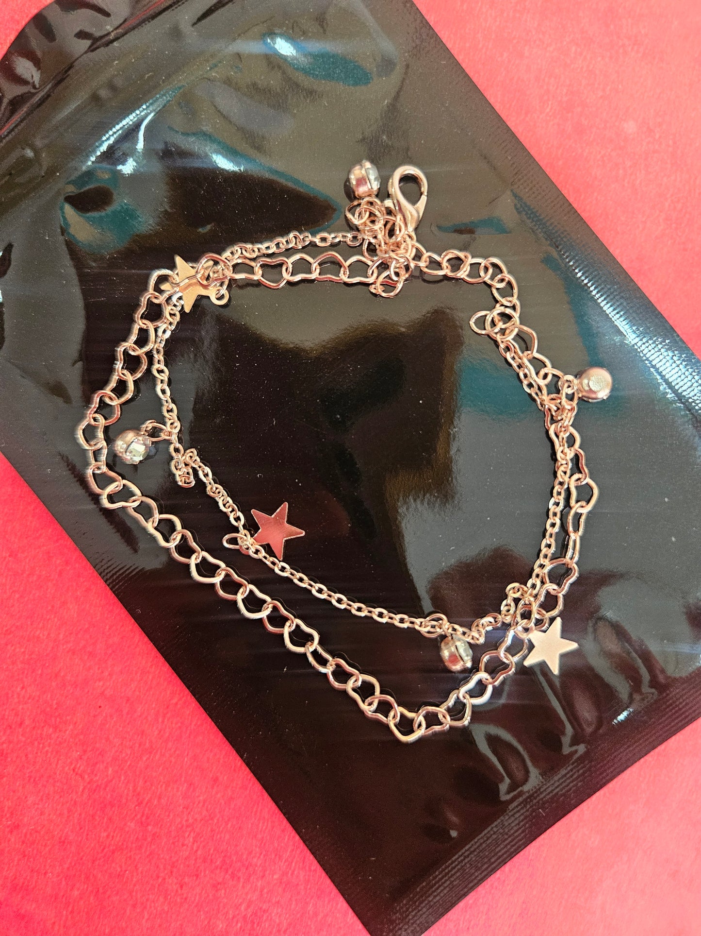 Star stone double chain bracelet