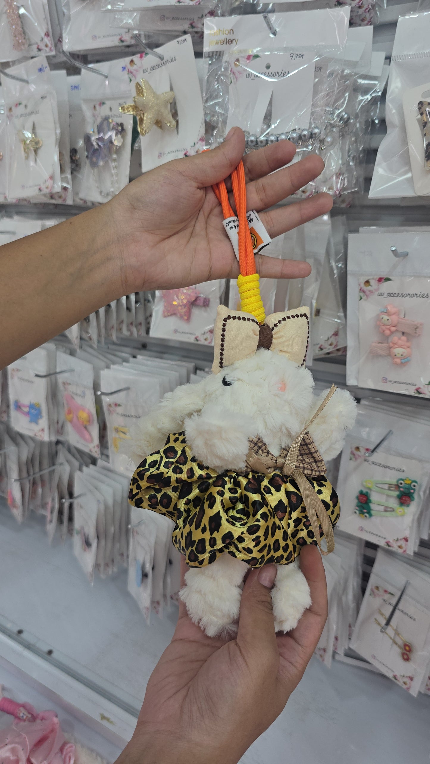 Fluffy rabbit bag charm