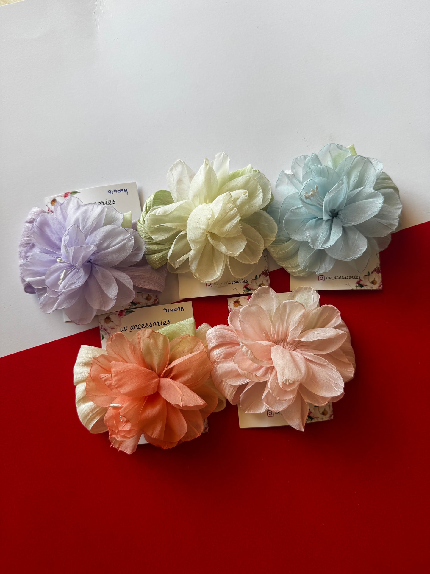 Silk flower bow jumbo clips