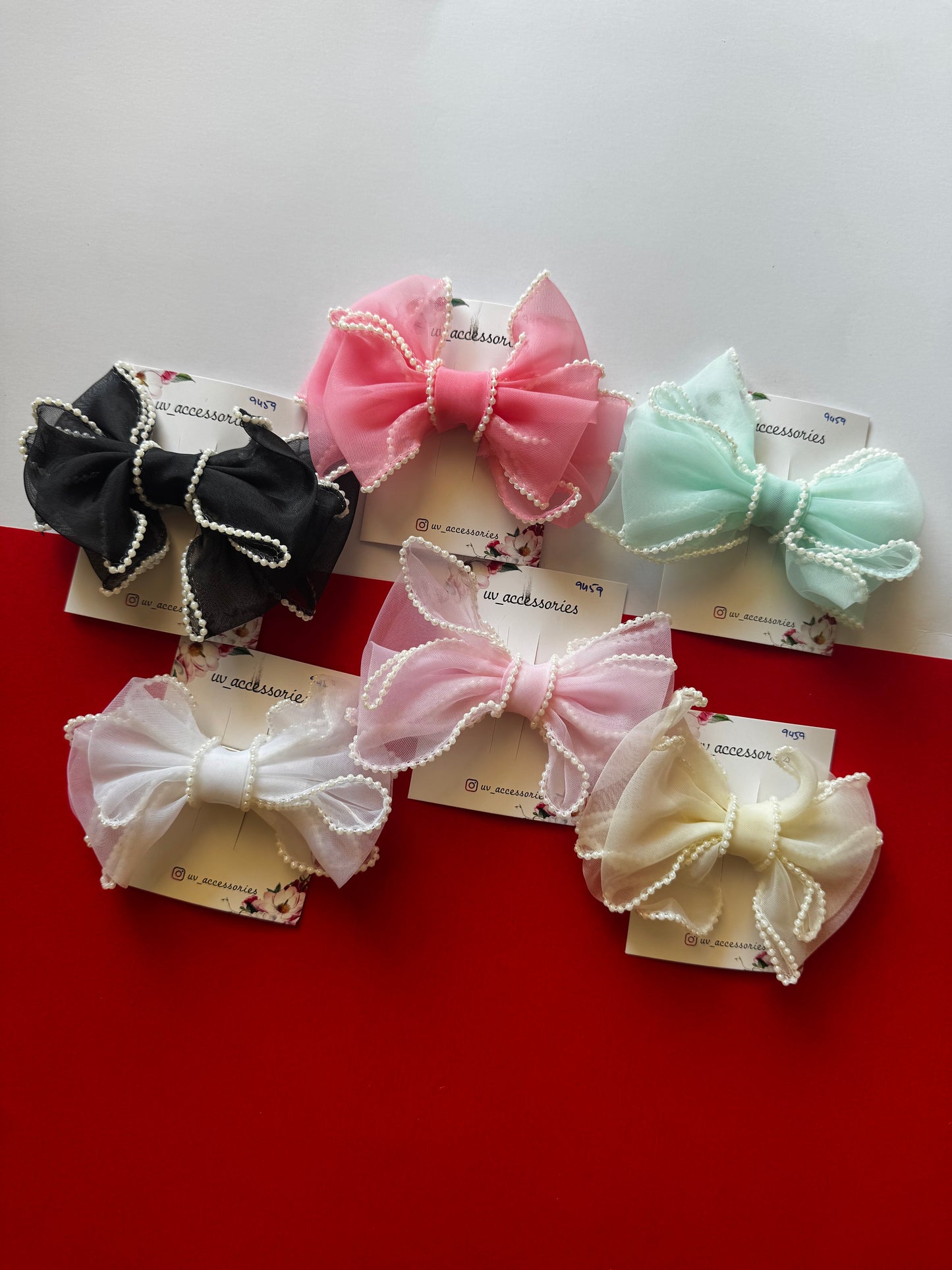 Organza double bow clips