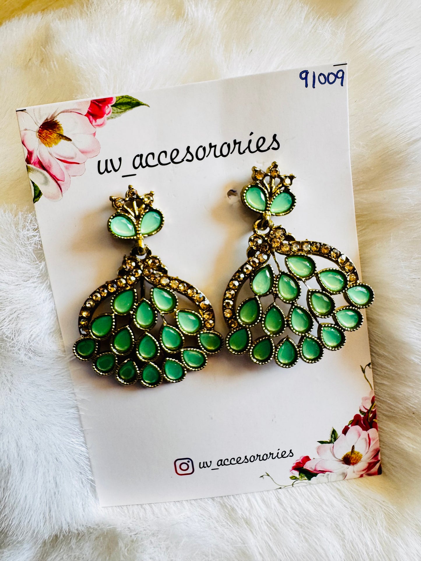 Green kundan hangings