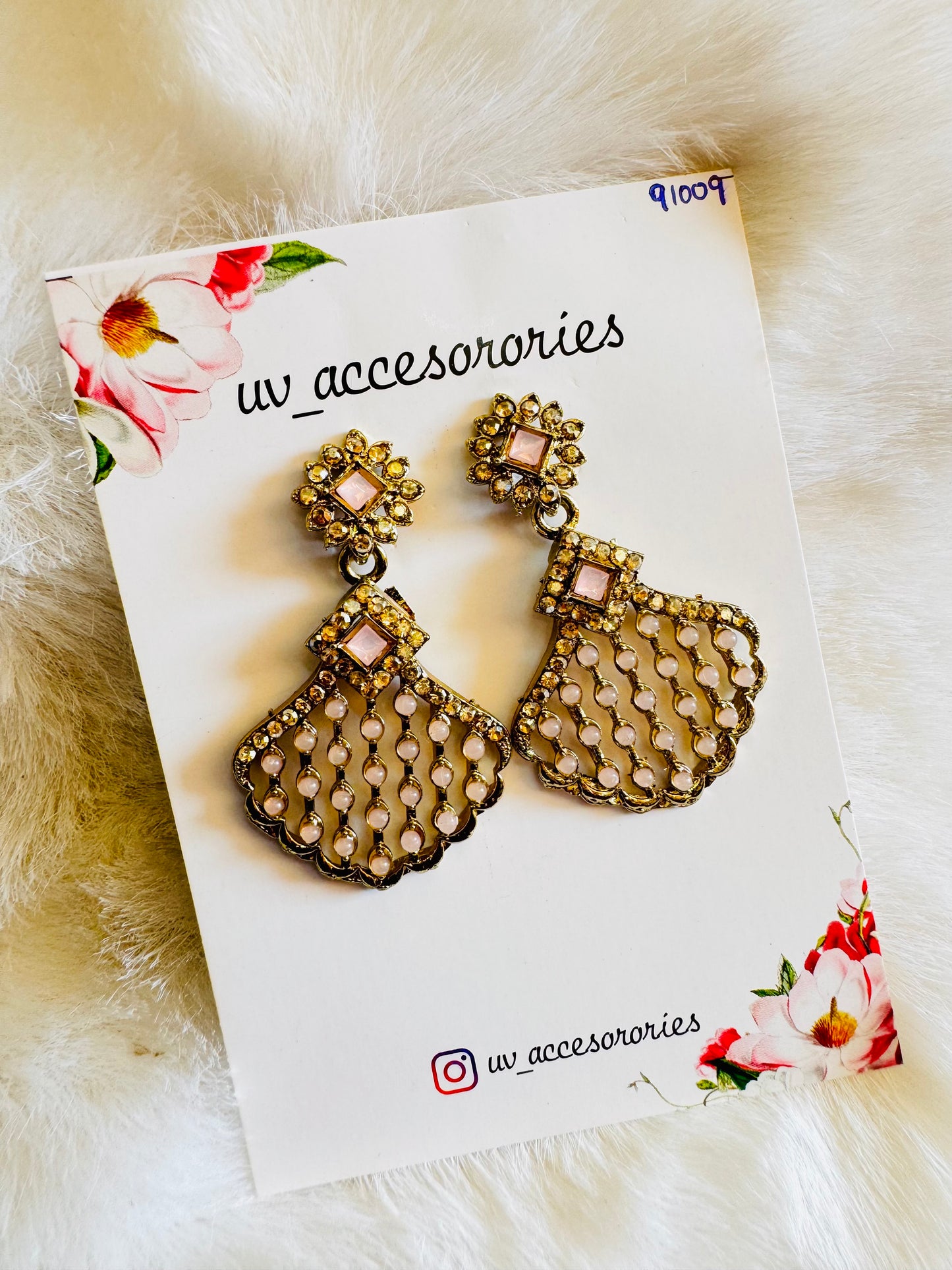 Pink kundan hangings