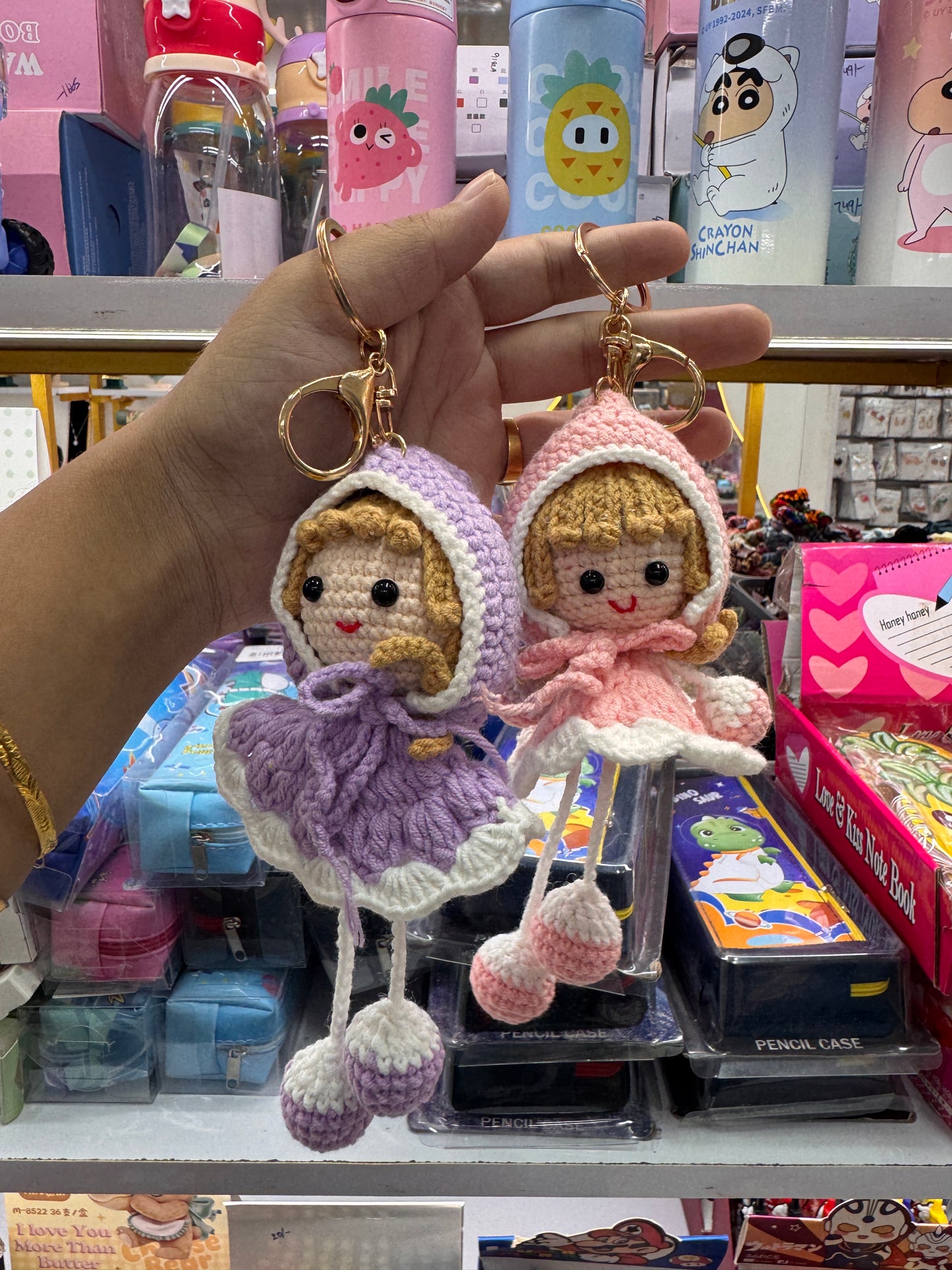 Crochet doll keychains