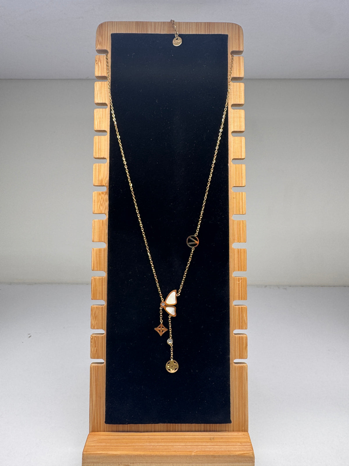 Stainless steel butterfly lariat necklace