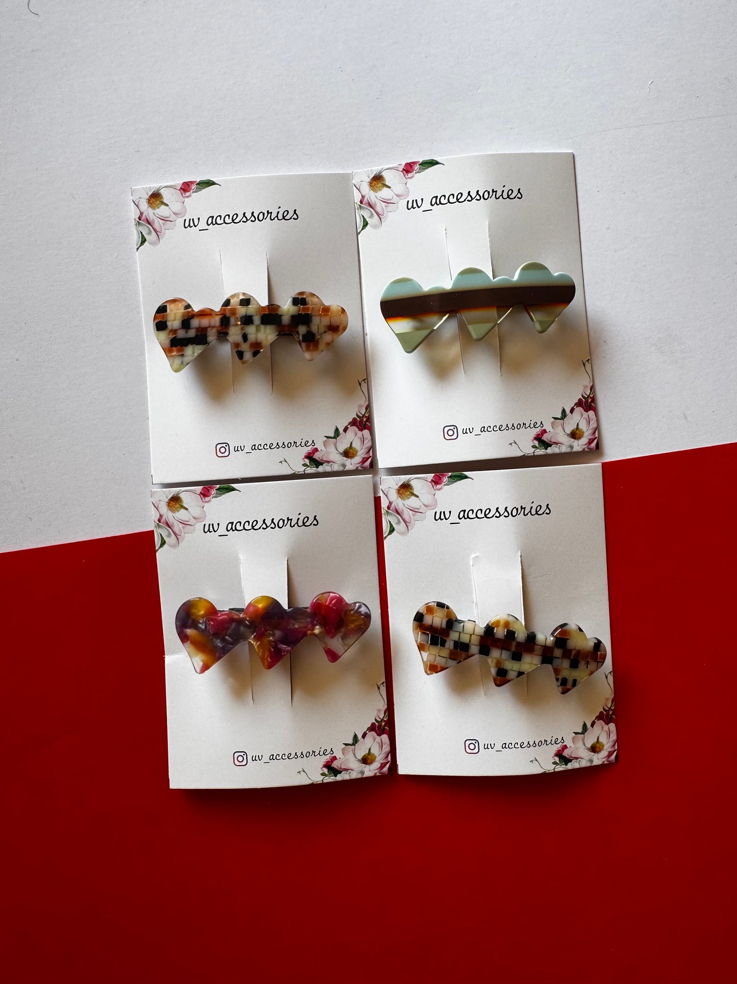 Heart marble barettes