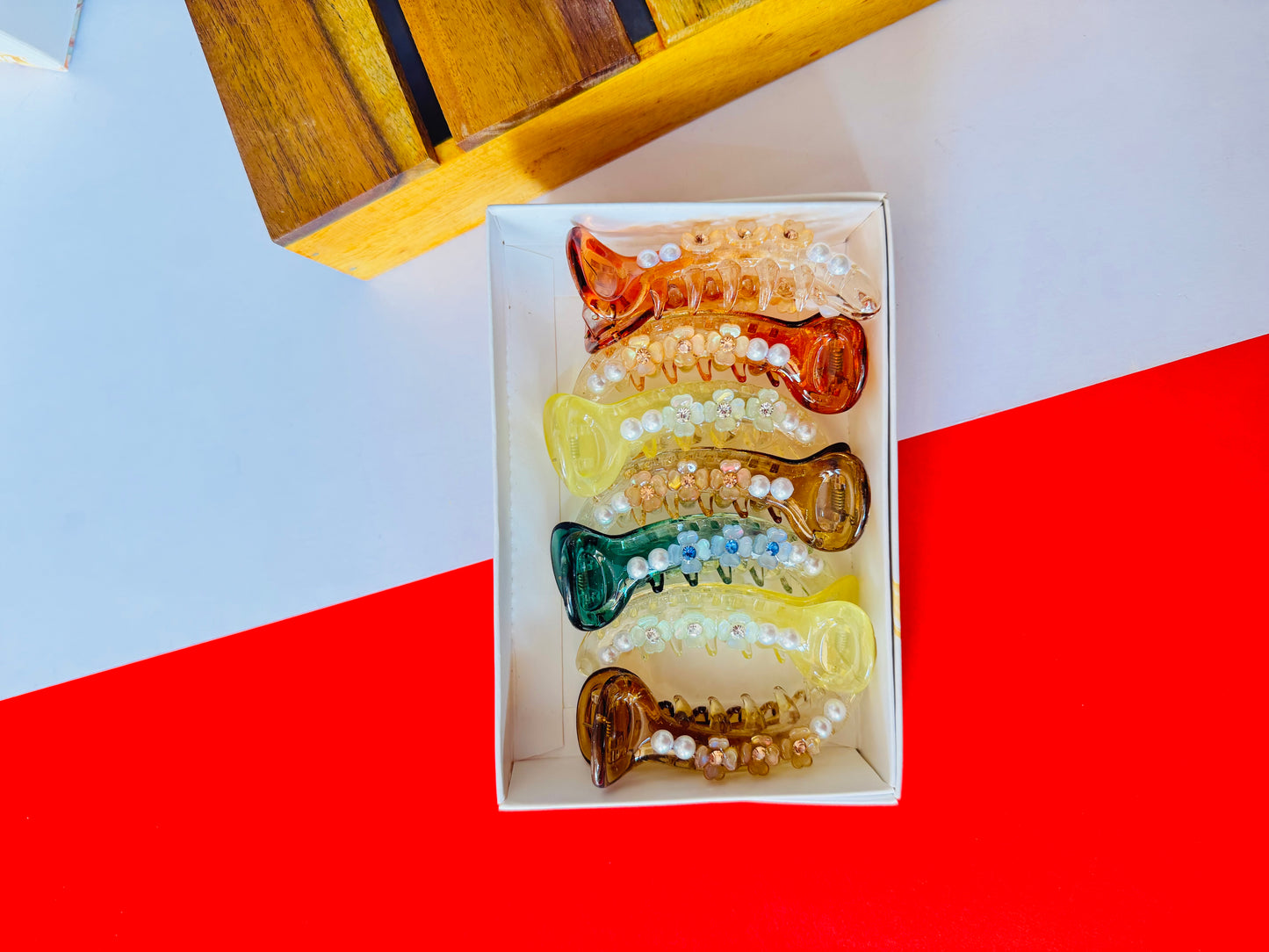 Mini flower open partywear banana clips