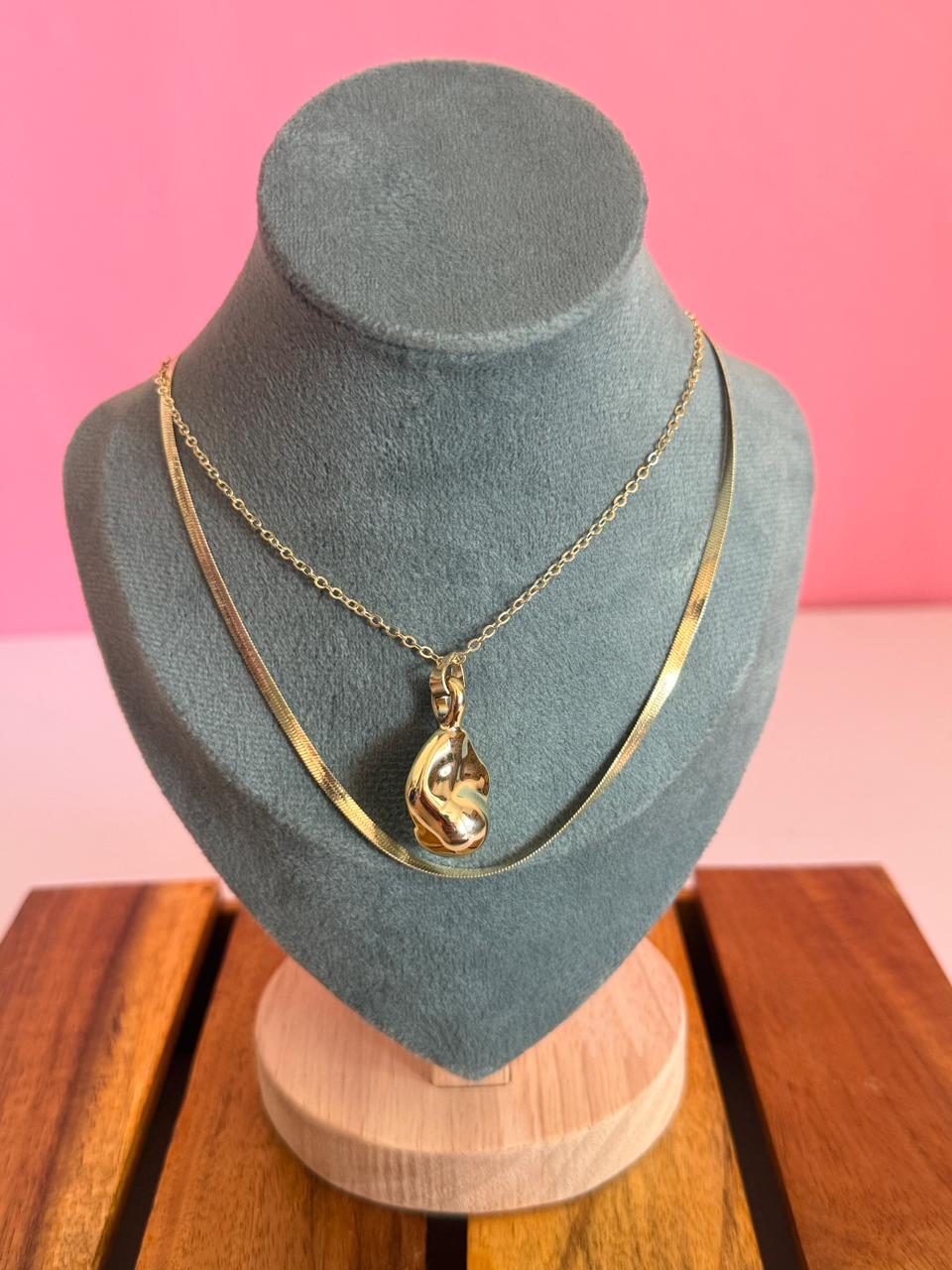 Gold stone double chain