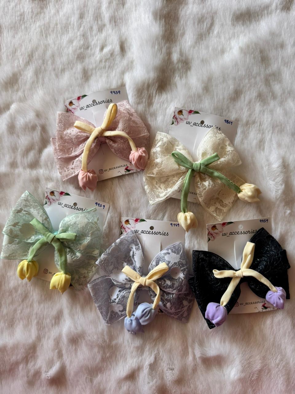 Tulip netted bow clips jumbo