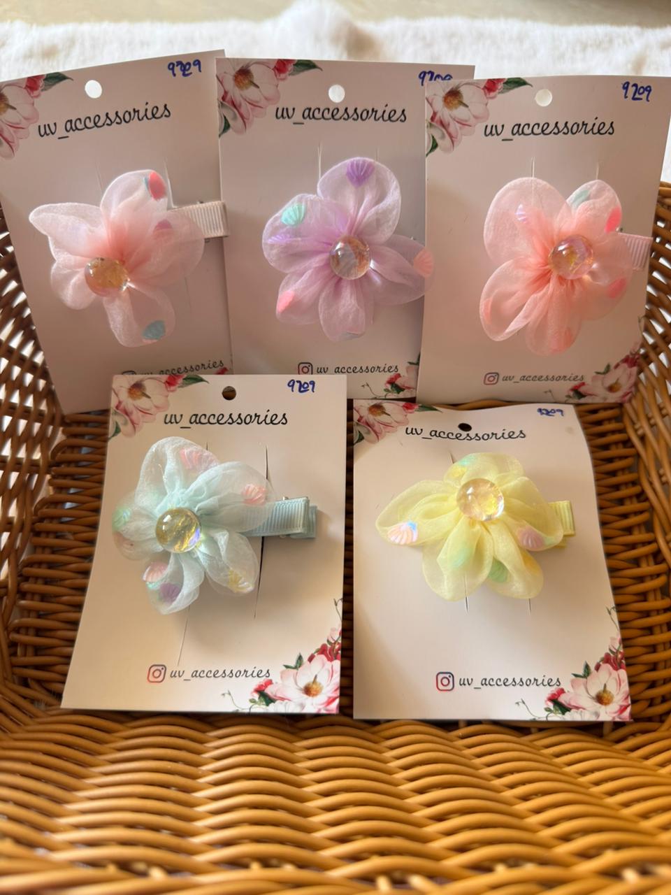 Organza flower clips