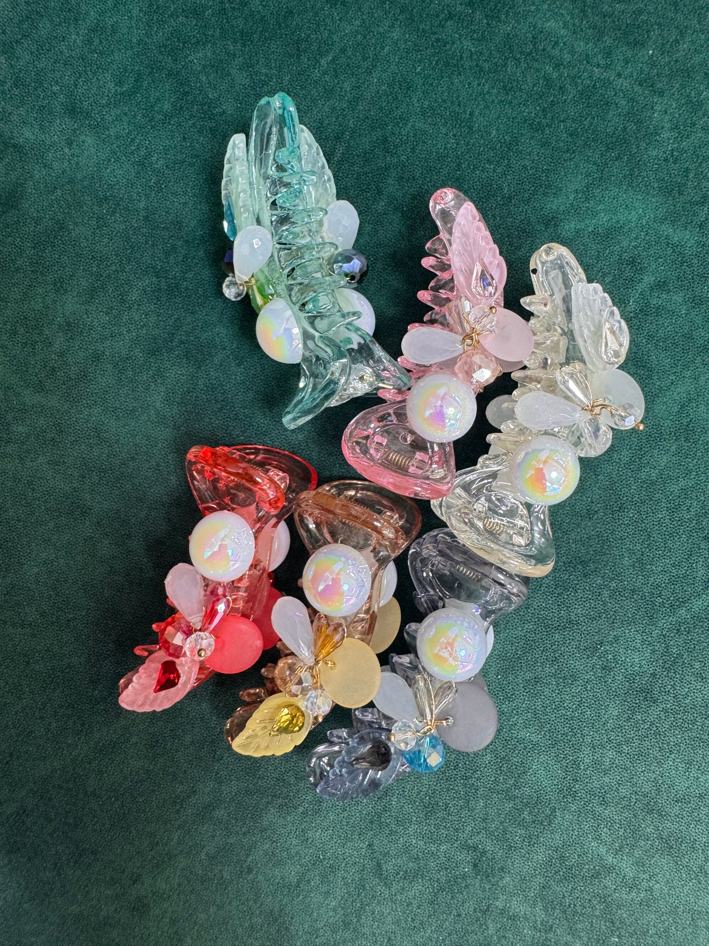 Mini stone pearl banana clips
