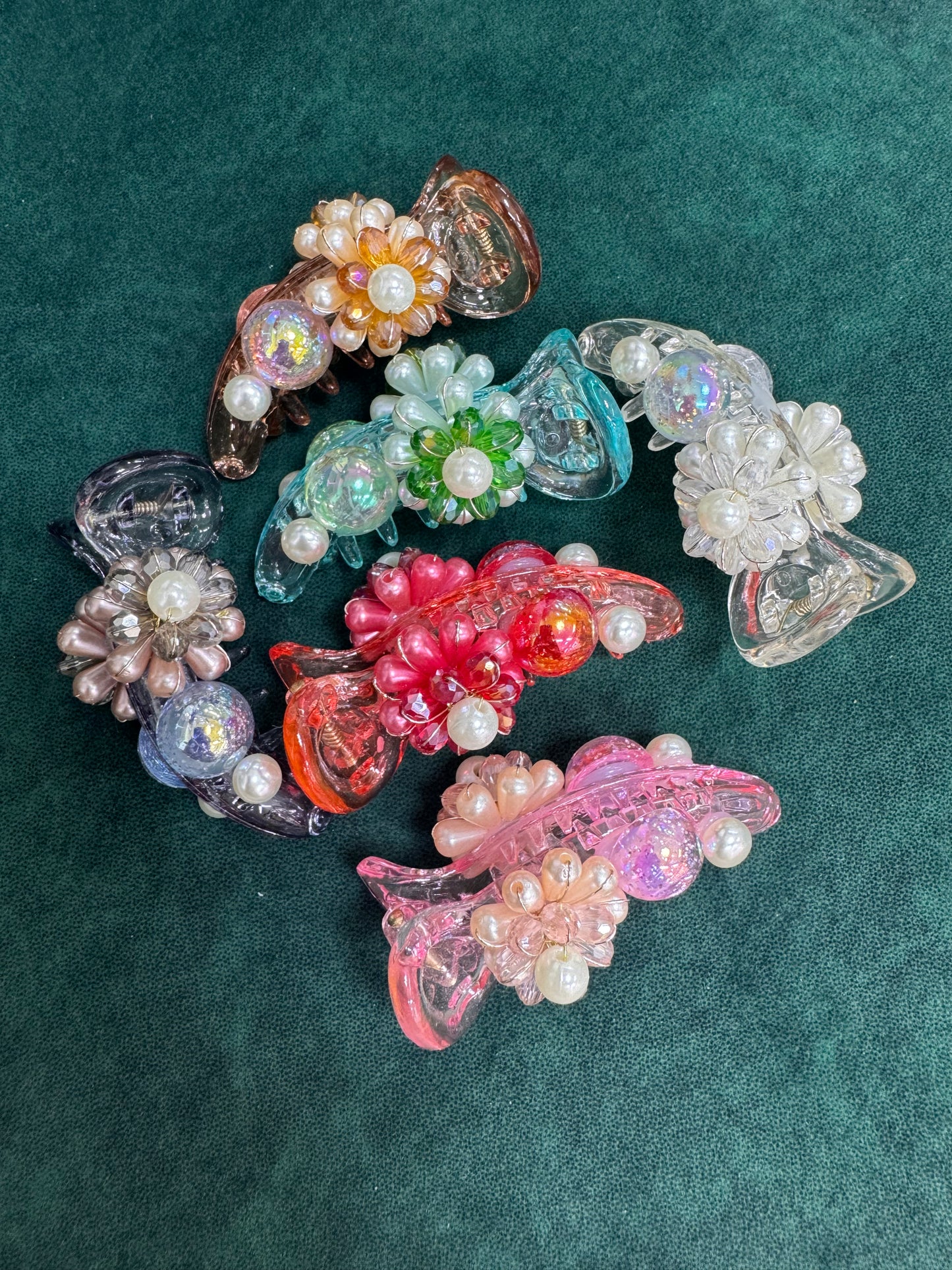 Mini flower stone banana clip
