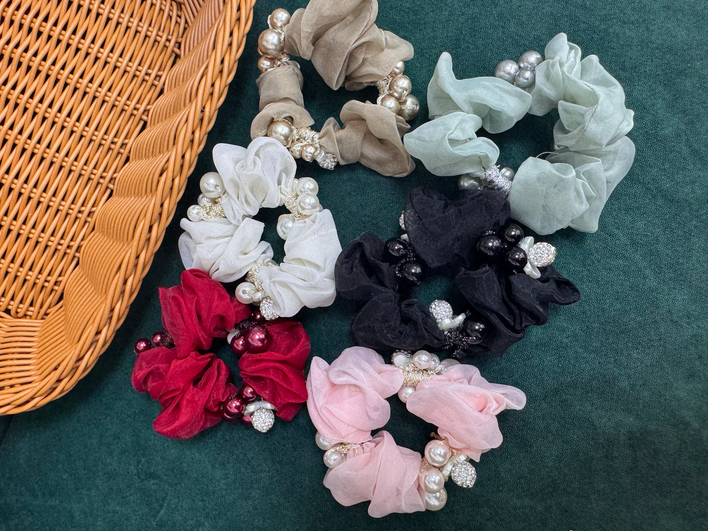 Partywear stone scrunchies