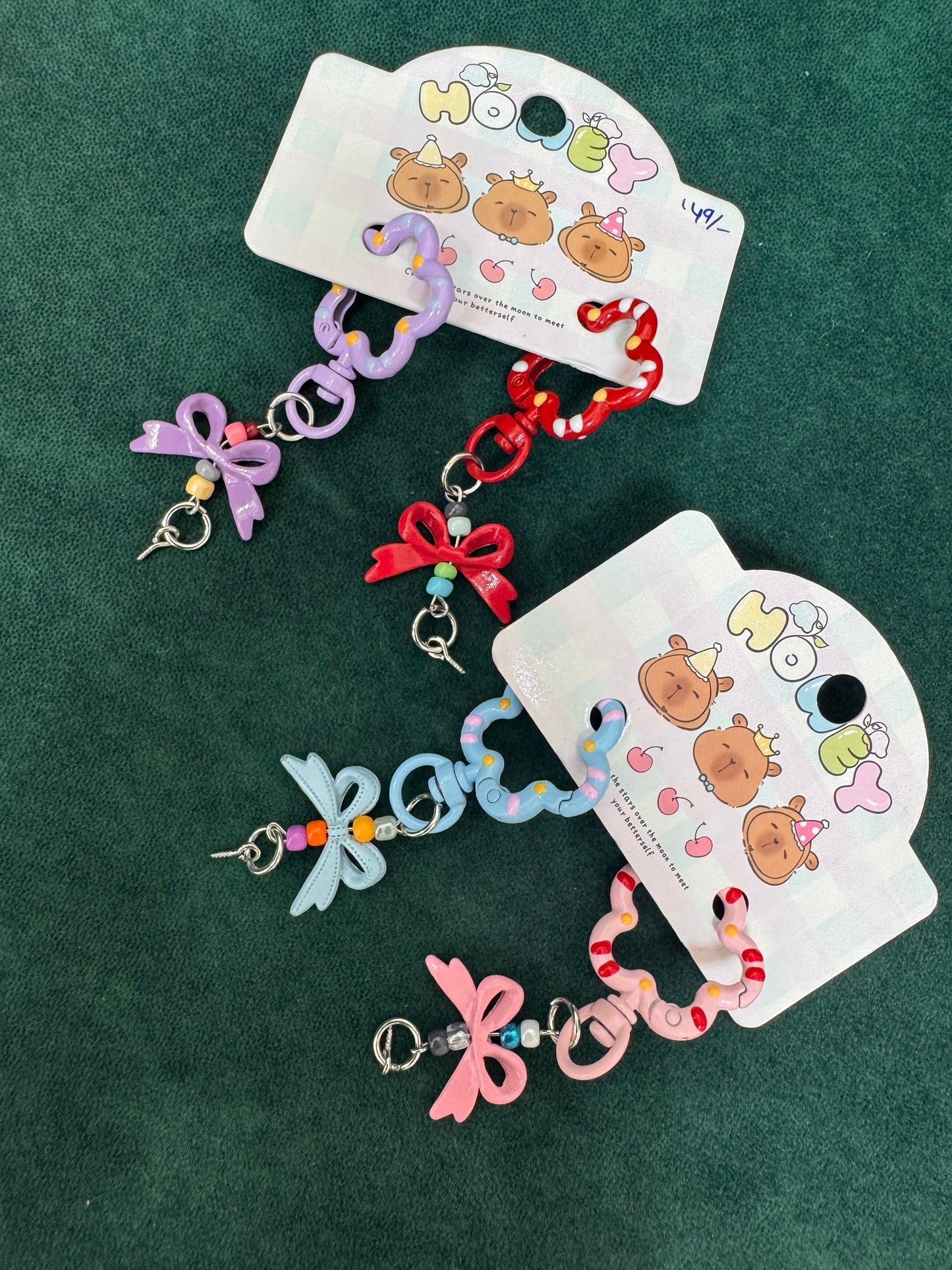 Star bow keychain set of 2