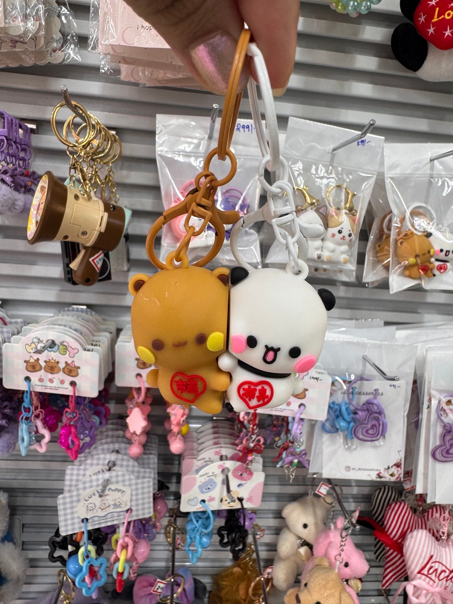 Teddy magnet couple keychain