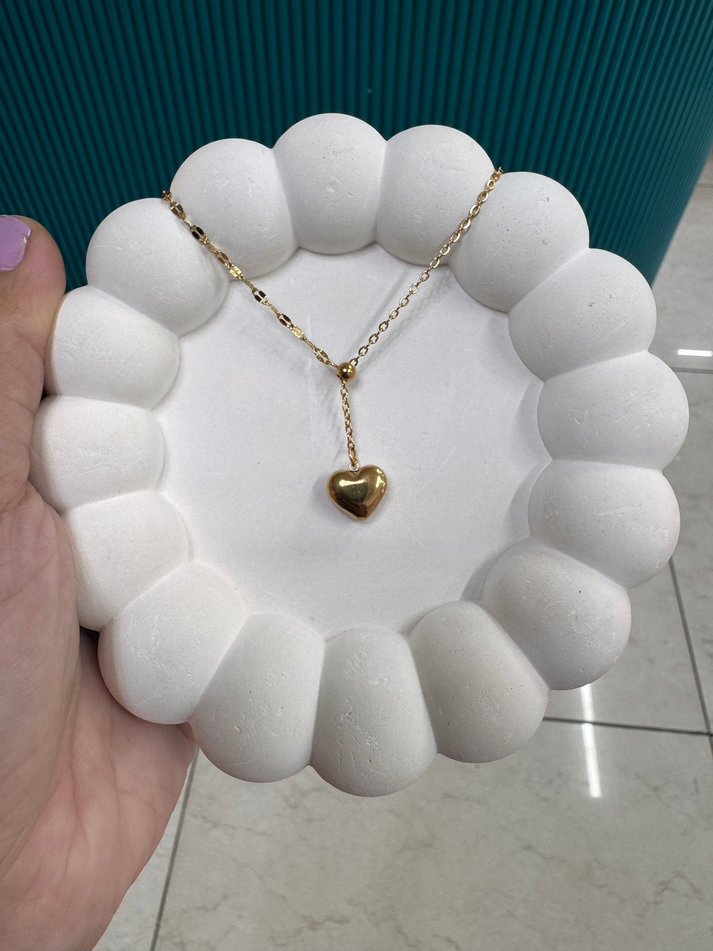 Heart drop anti tarnish chain