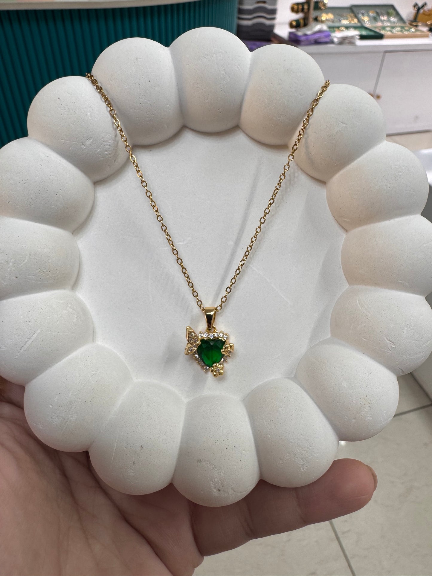 Green heart arrow anti tarnish chain