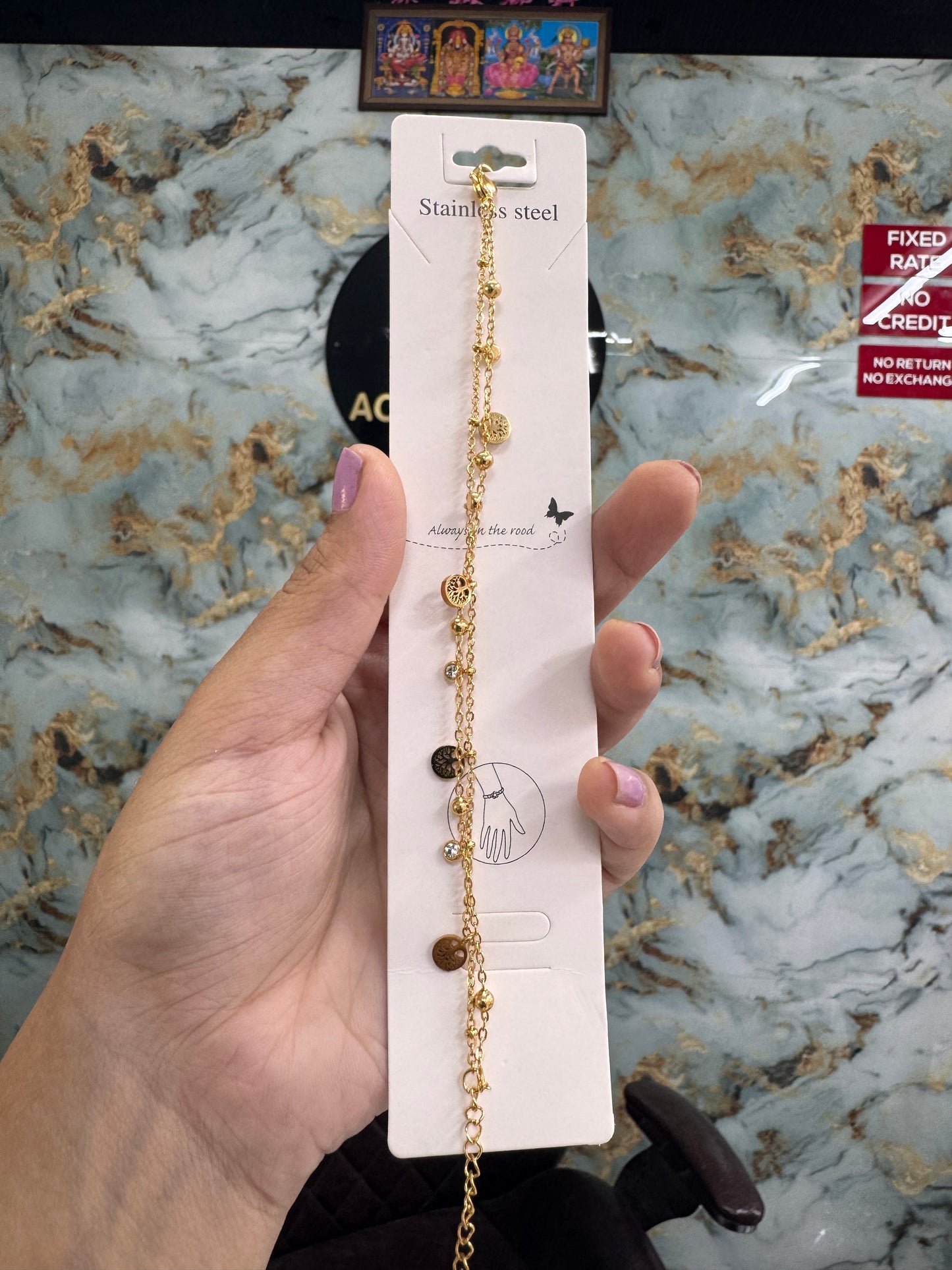 Double chain anti tarnish bracelet