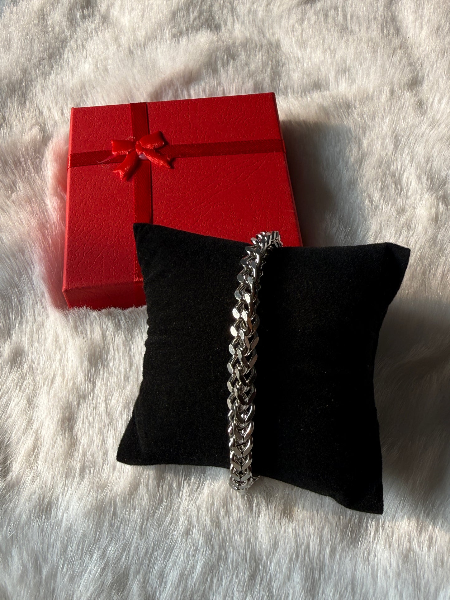 Silver links men bracelet