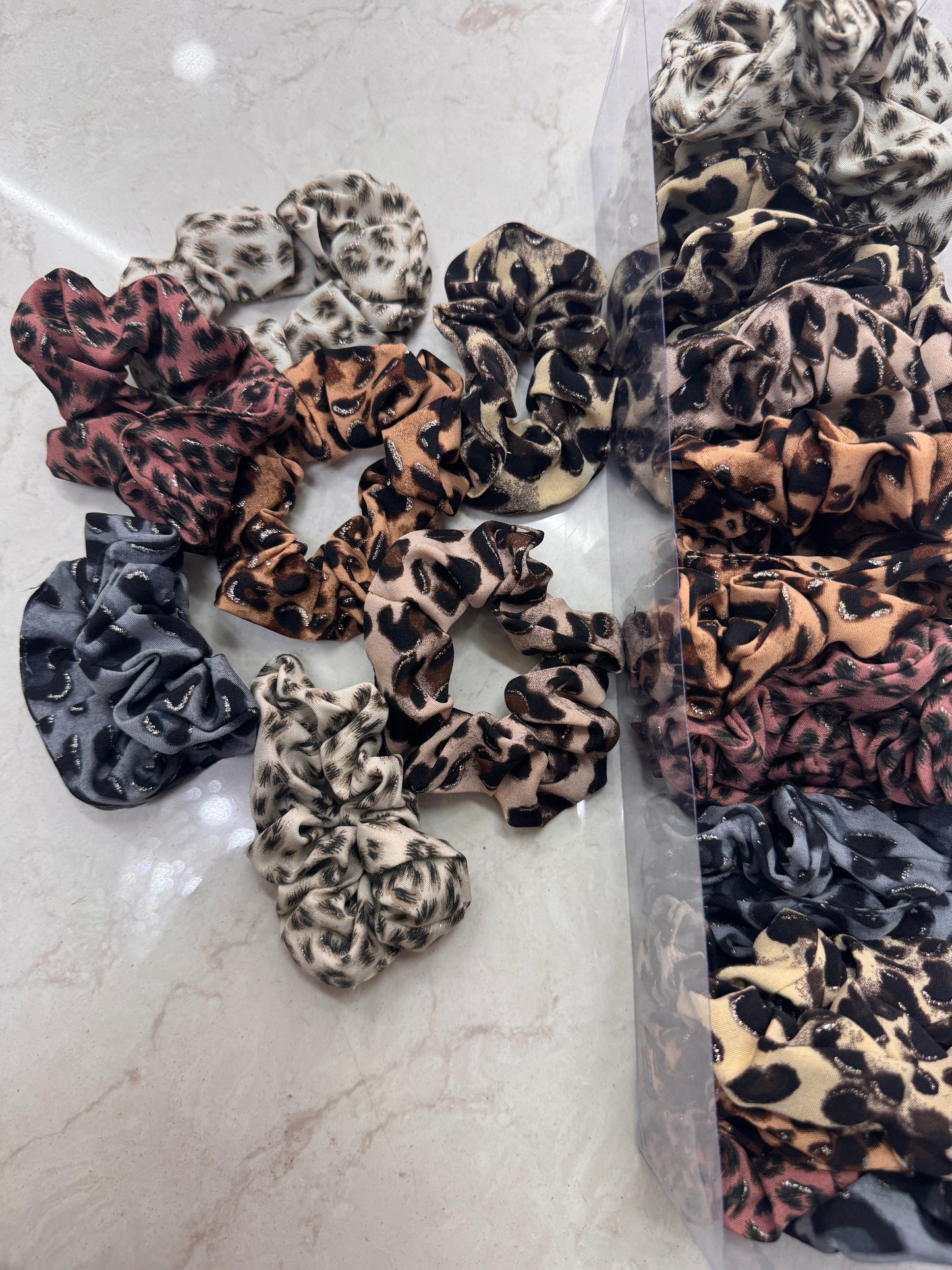 Animal print scrunchies