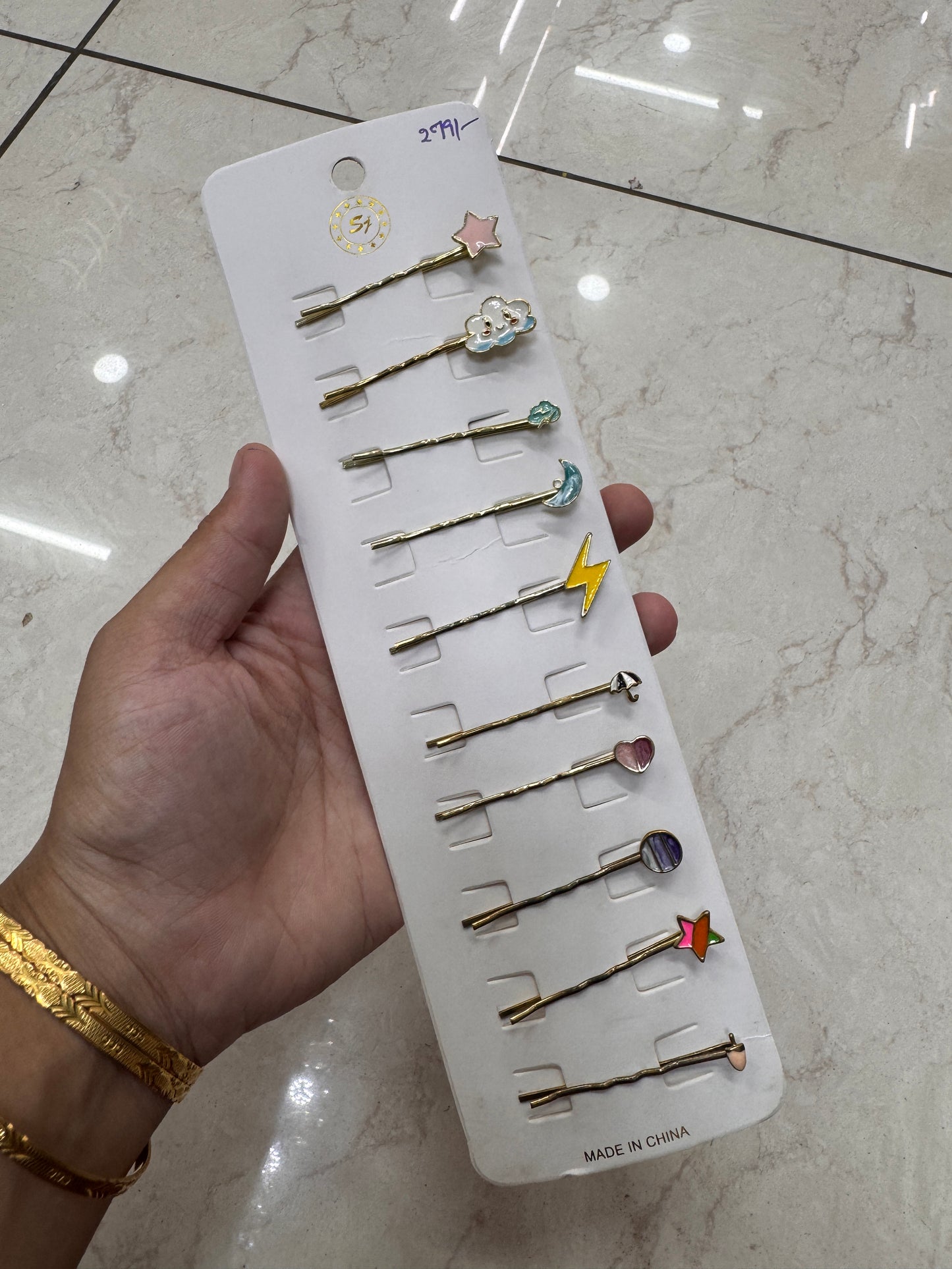 Metal charm pin cards