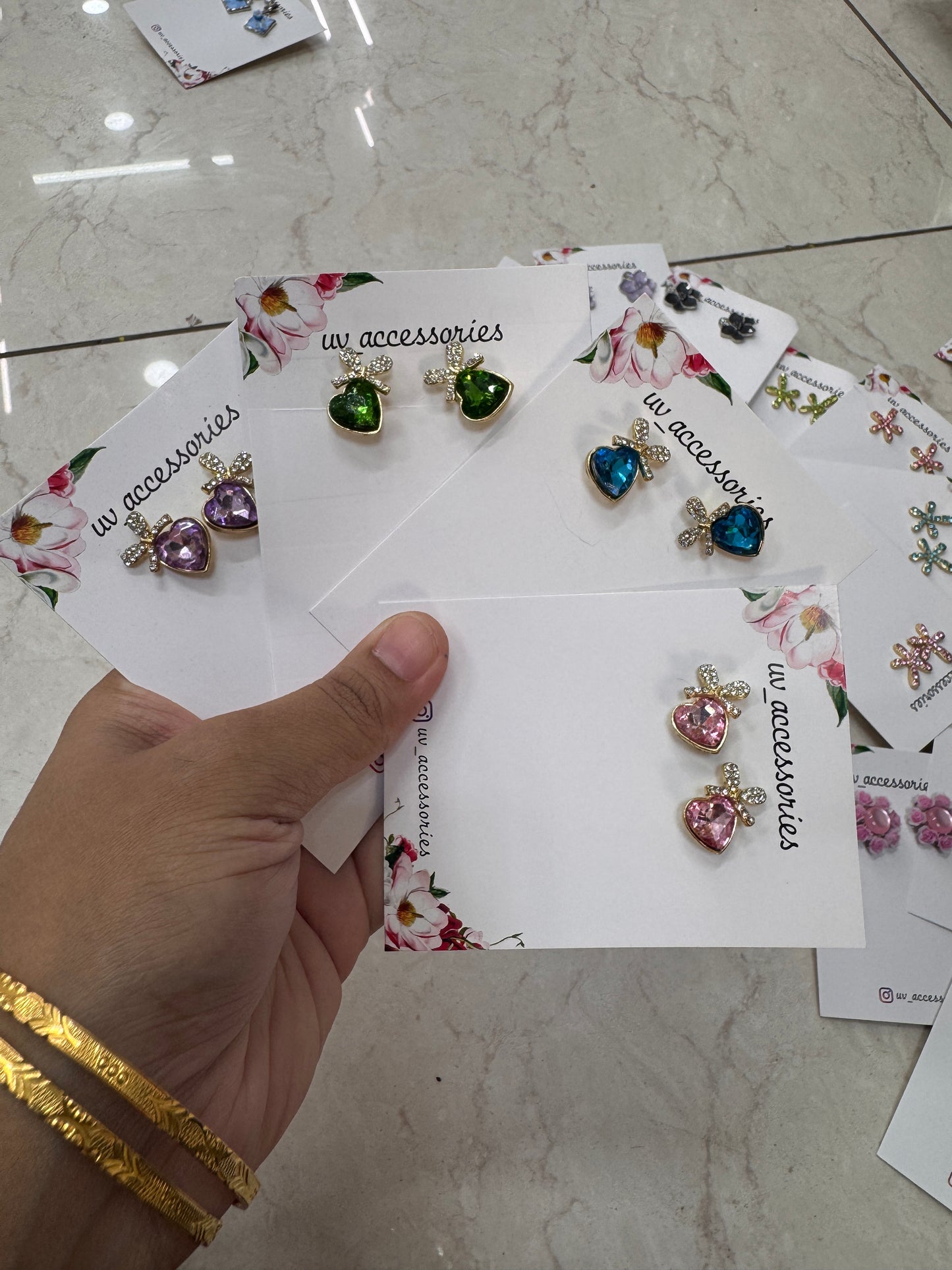 Heart stone studs