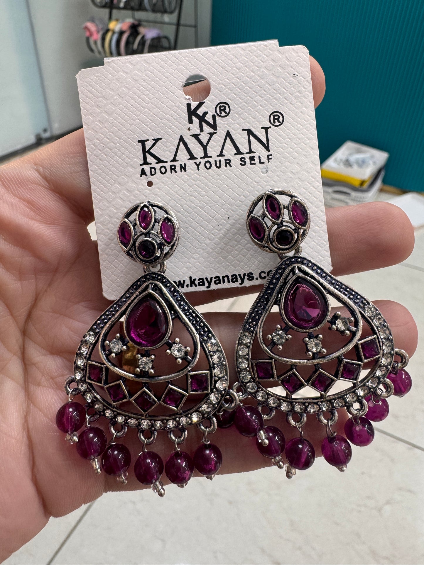Kundan beads chandbalis