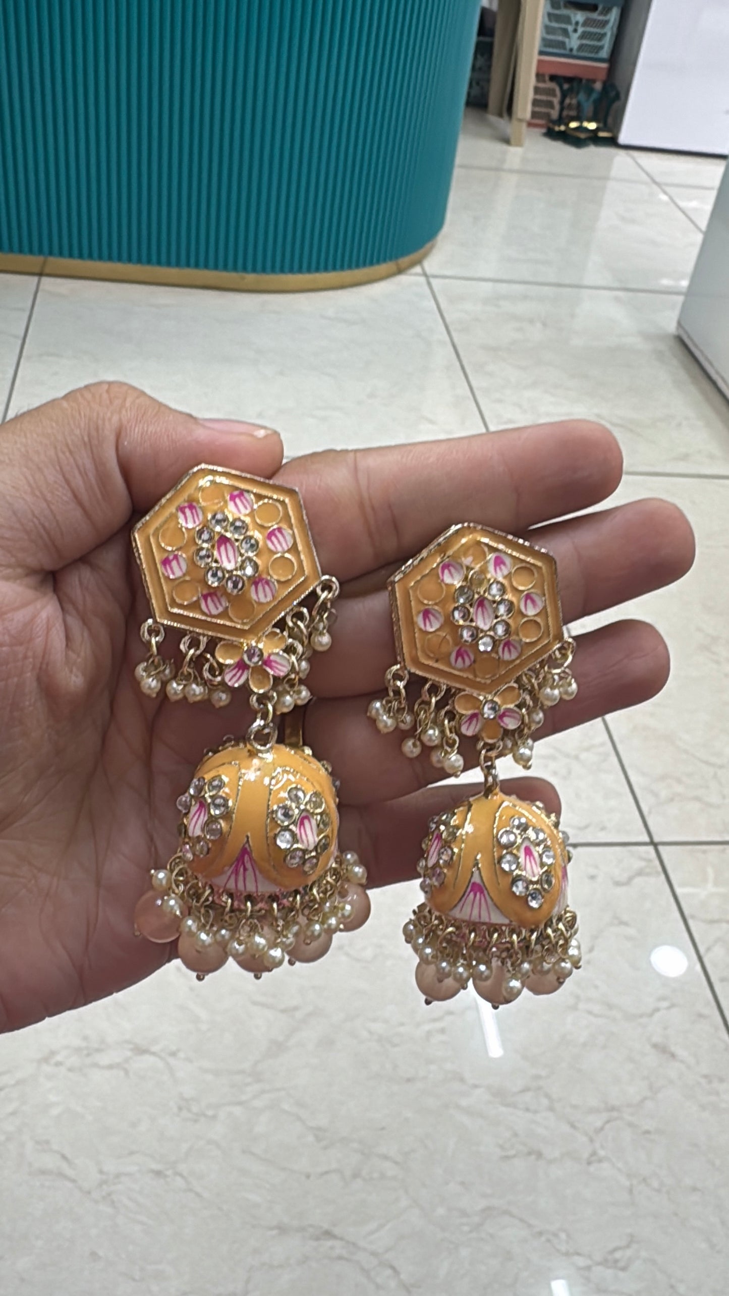 Meenakari jhumkas
