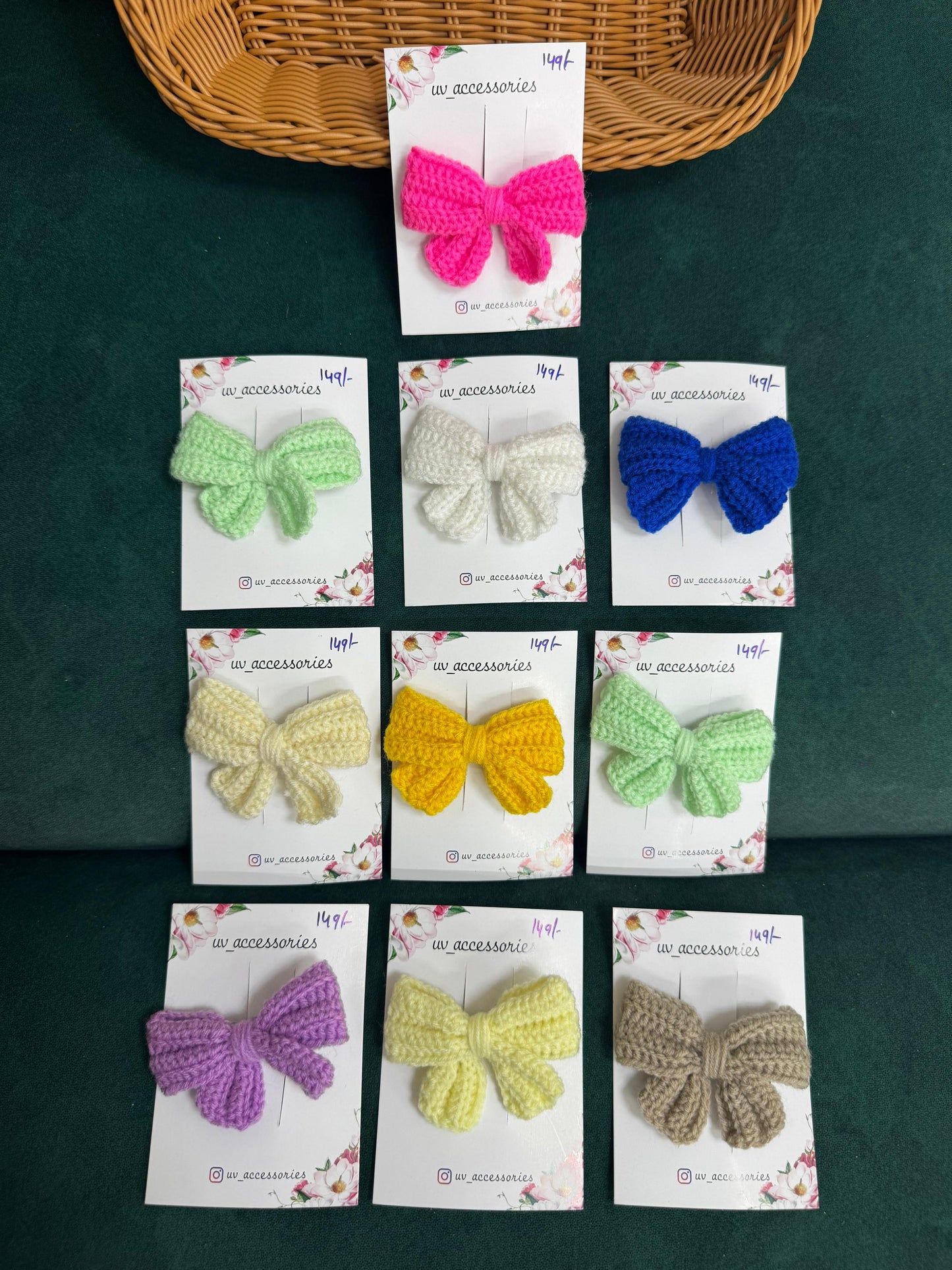 Crochet bow clips