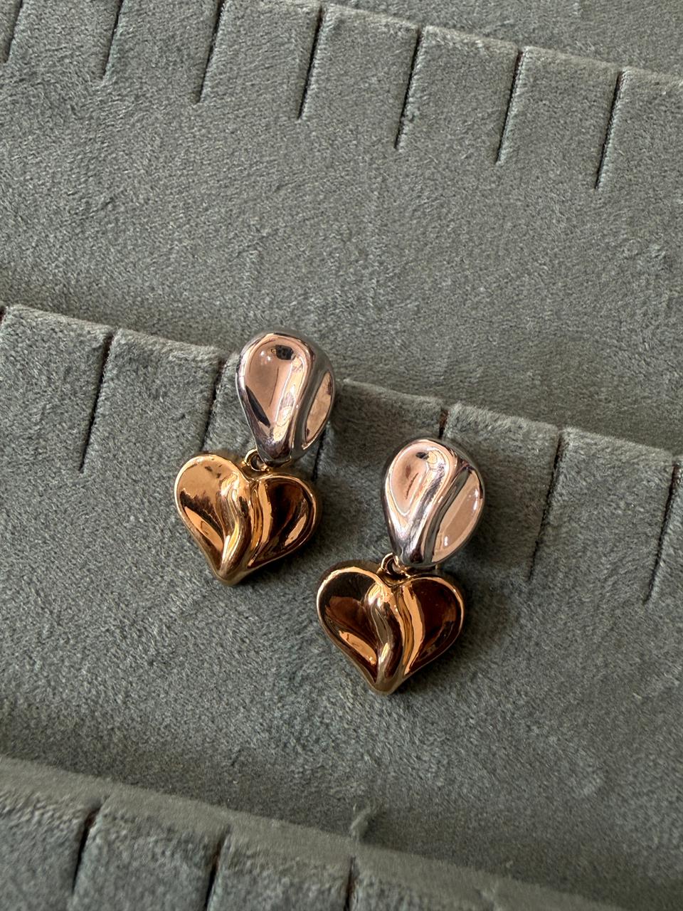 Heart drop ear rings