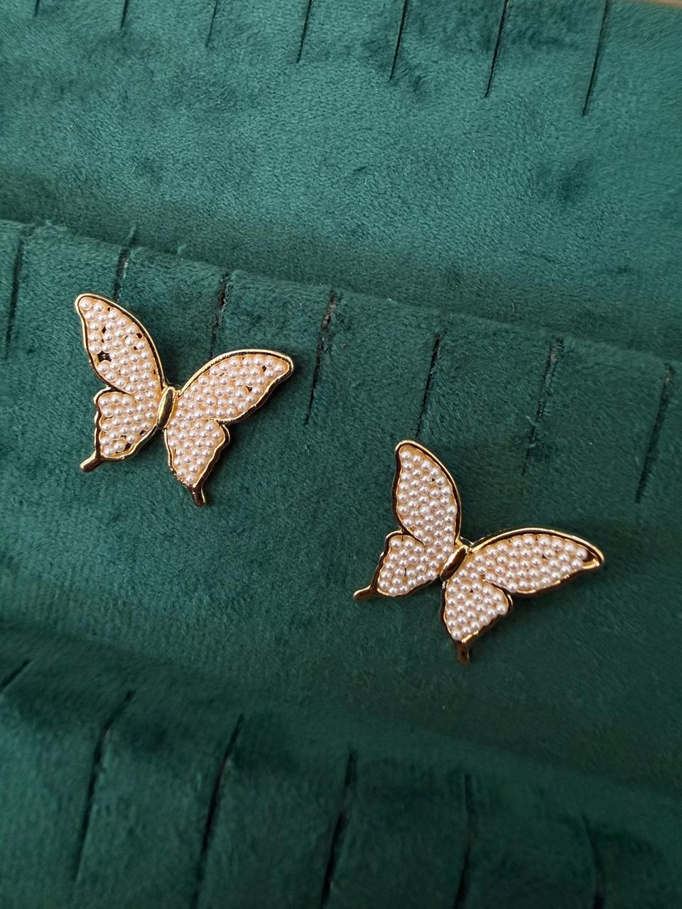 Butterfly pearl studs