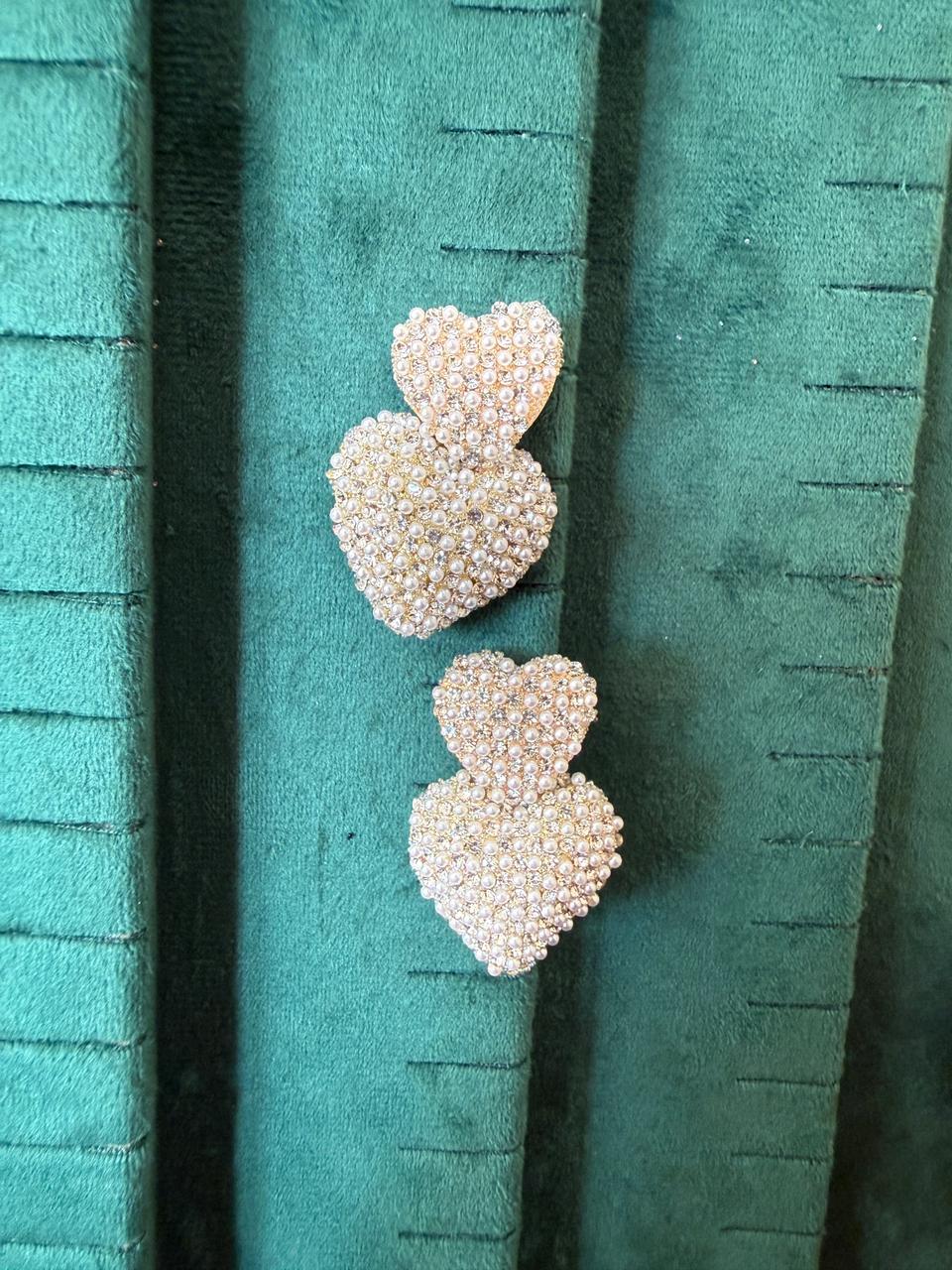 Pearl heart earrings