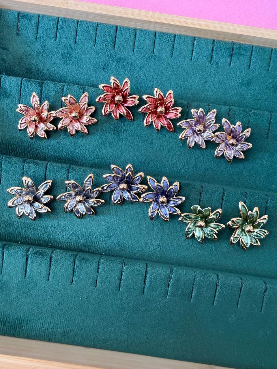 Meenakari flower studs