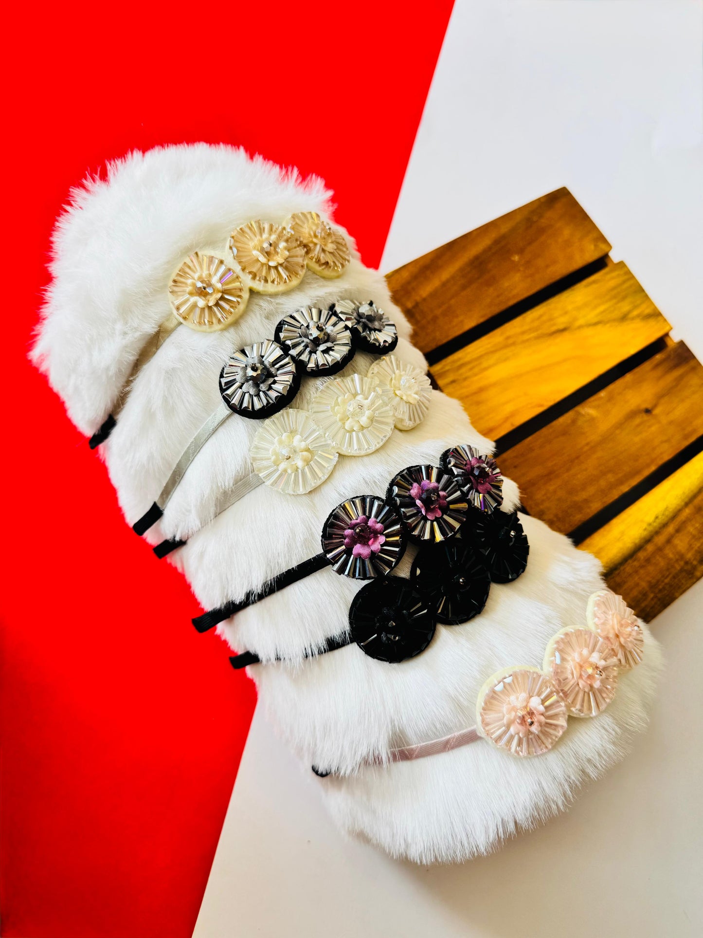 Triple round stone headbands