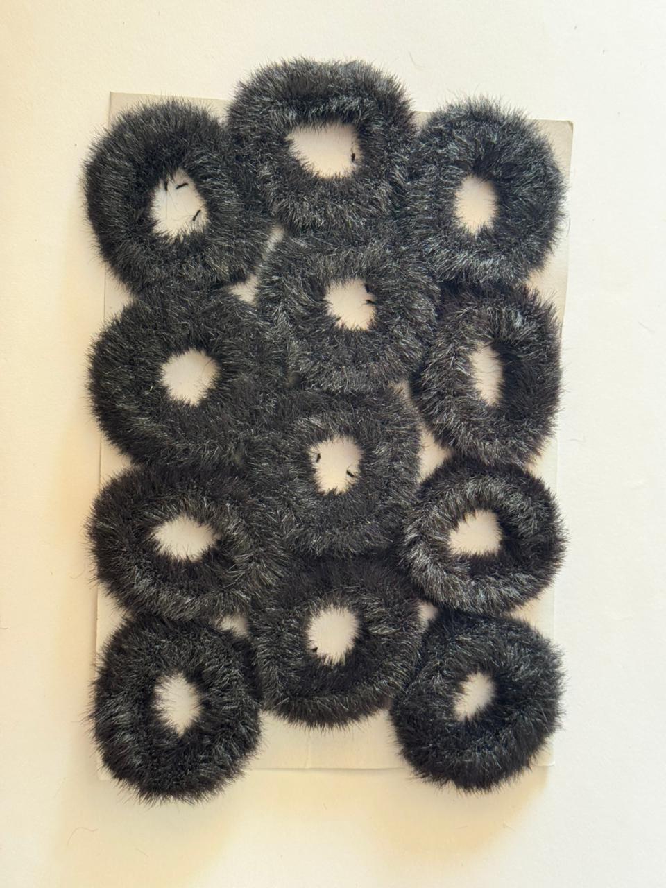 Black fur bands set of 6