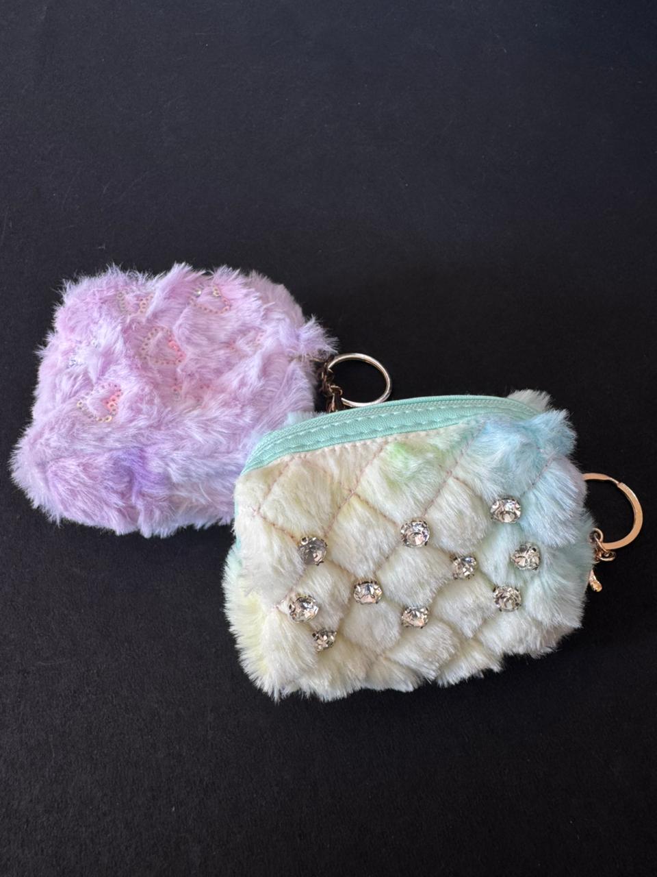 Coin fur pouch keychain