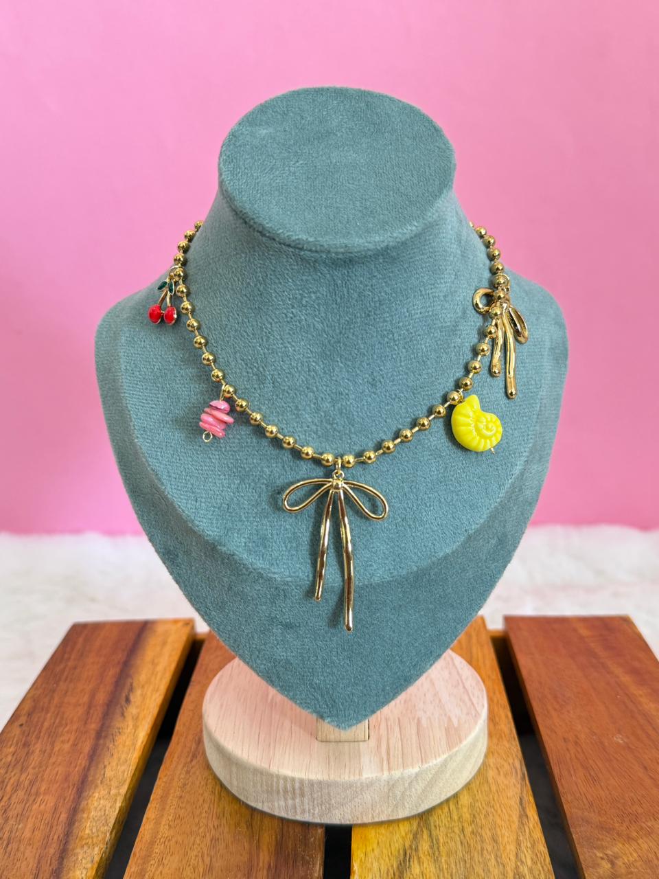 Bow charms beads chain