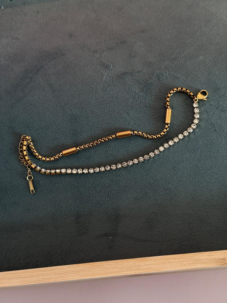 Stone double chain bracelet