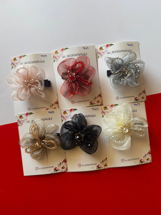 Organza flower clips