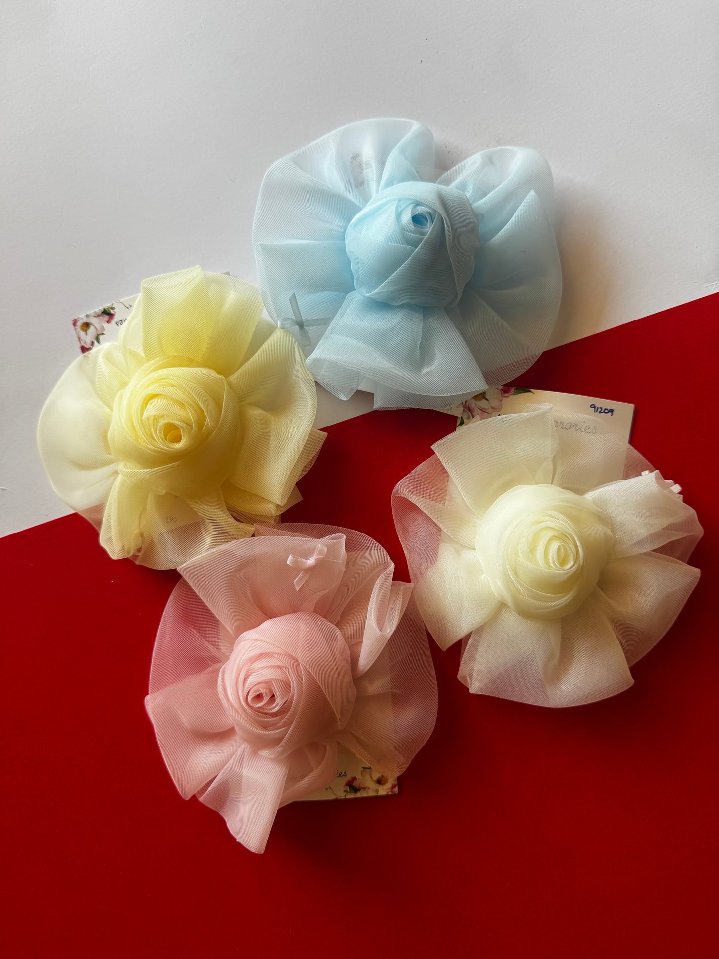 Organza rose jumbo clips