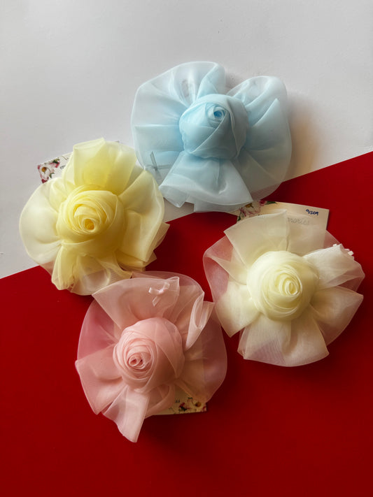 Organza rose jumbo clips