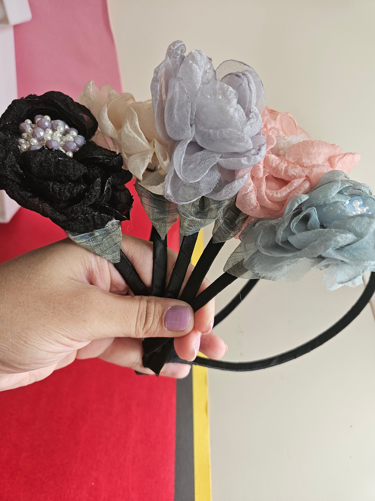 Organza flower headband