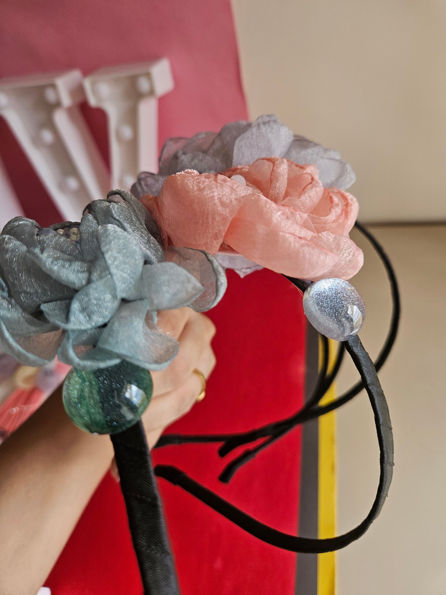 Organza flower headband