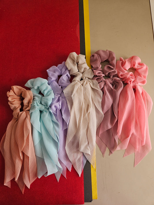 Silk plain tail scrunchies