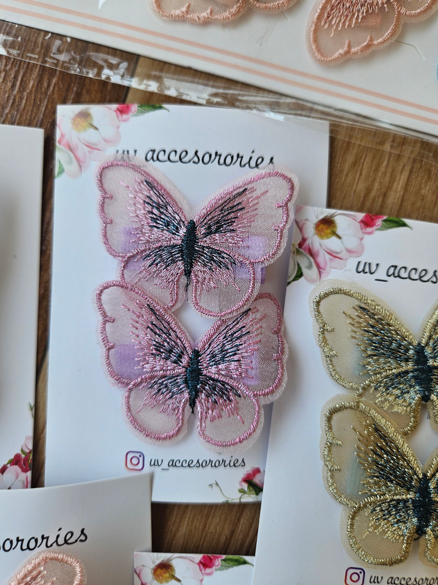 Embroidered butterfly pairs