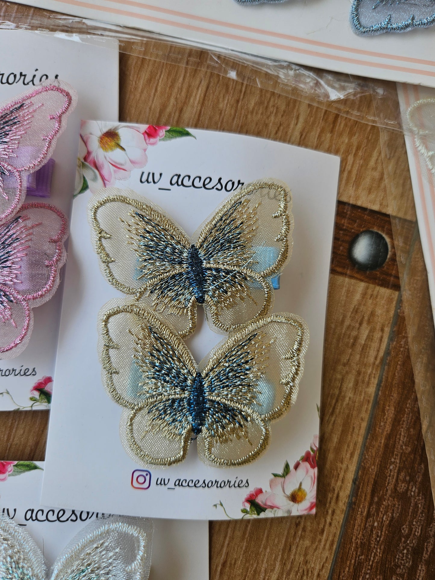 Embroidered butterfly pairs