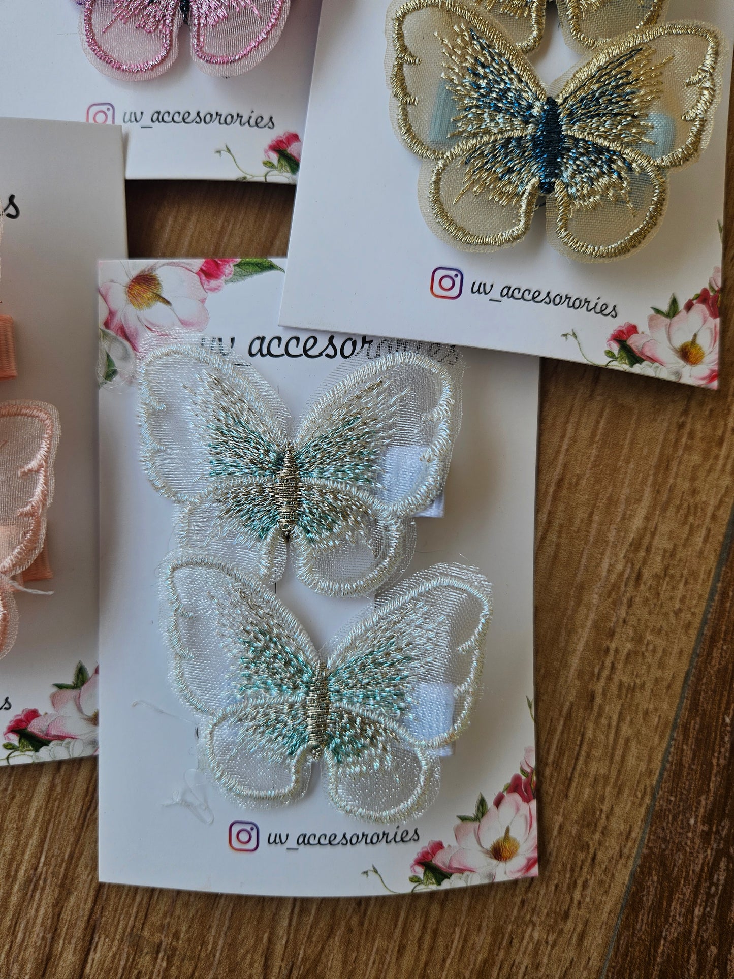 Embroidered butterfly pairs