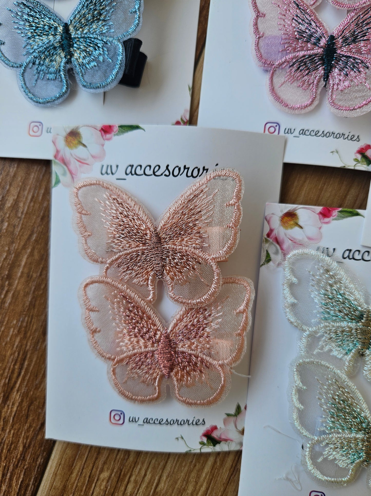 Embroidered butterfly pairs