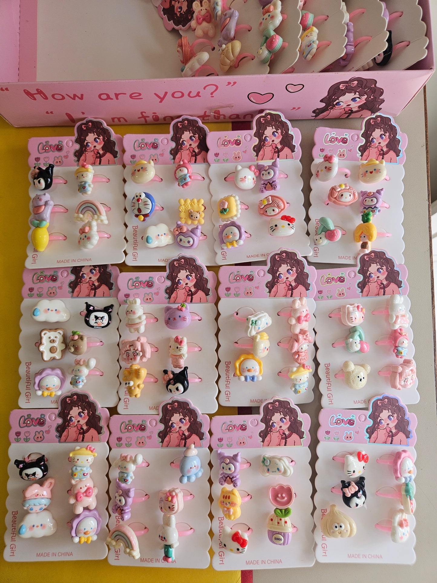 Sanrio adjustable ring cards